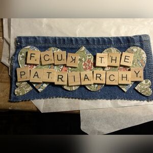 Handmade Denim with Scrabble Tiles Jumbo Magnet